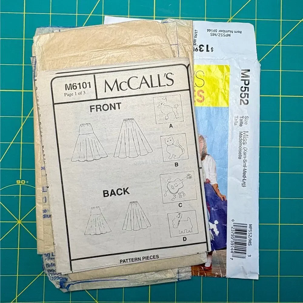 McCall's COSTUMES MP552 Poodle Skirt Sock Hop Costume Xs-Lrg Misses Complete